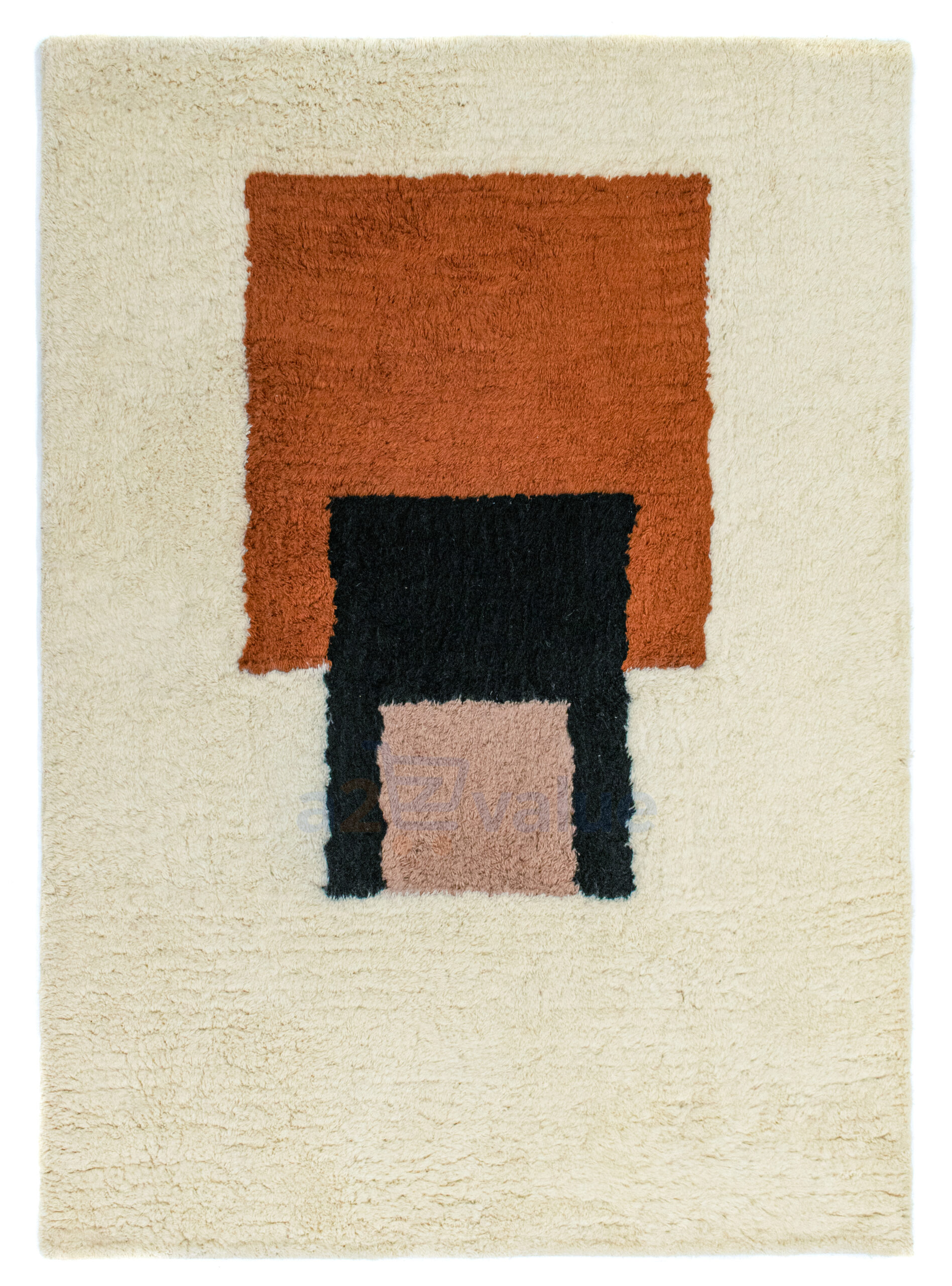 Modern Geometric Hand-Tufted Area Rug – Cream, Rust, Black & Taupe