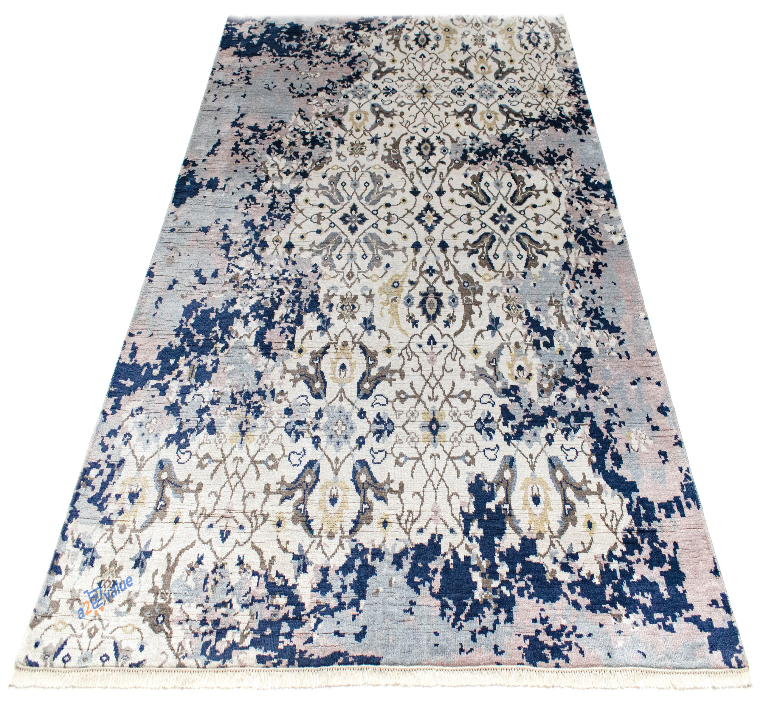The Academic Linear Hand-Knotted Sculpted Wool & Silk Rug - Image 3