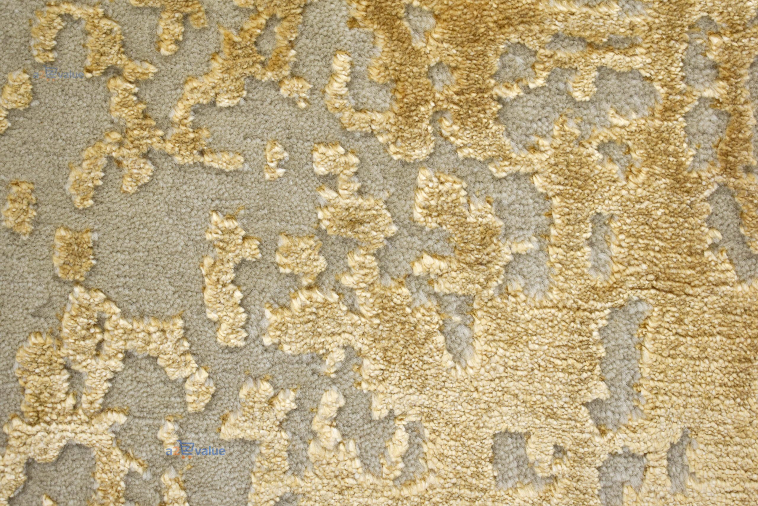 Premium Ivory & Gold Abstract Luxury Rug '' Wool & Silk '' - Image 6