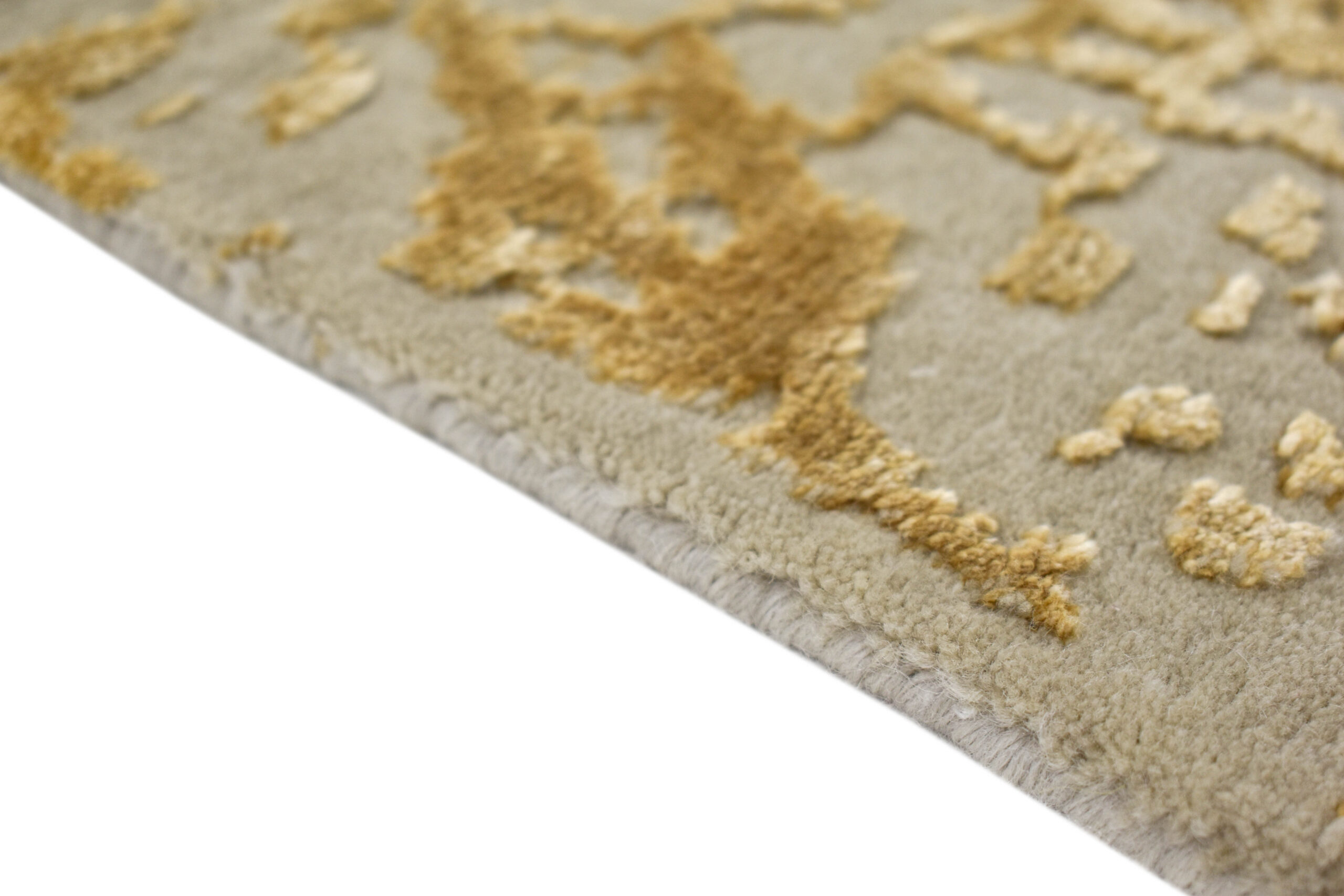 Premium Ivory & Gold Abstract Luxury Rug '' Wool & Silk '' - Image 7