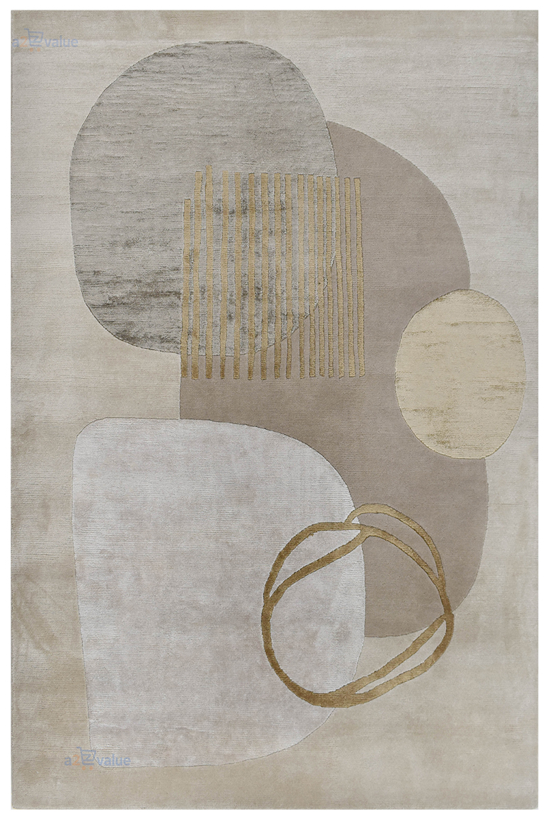 Modern Abstract Geometric Area Rug -Wool & Silk