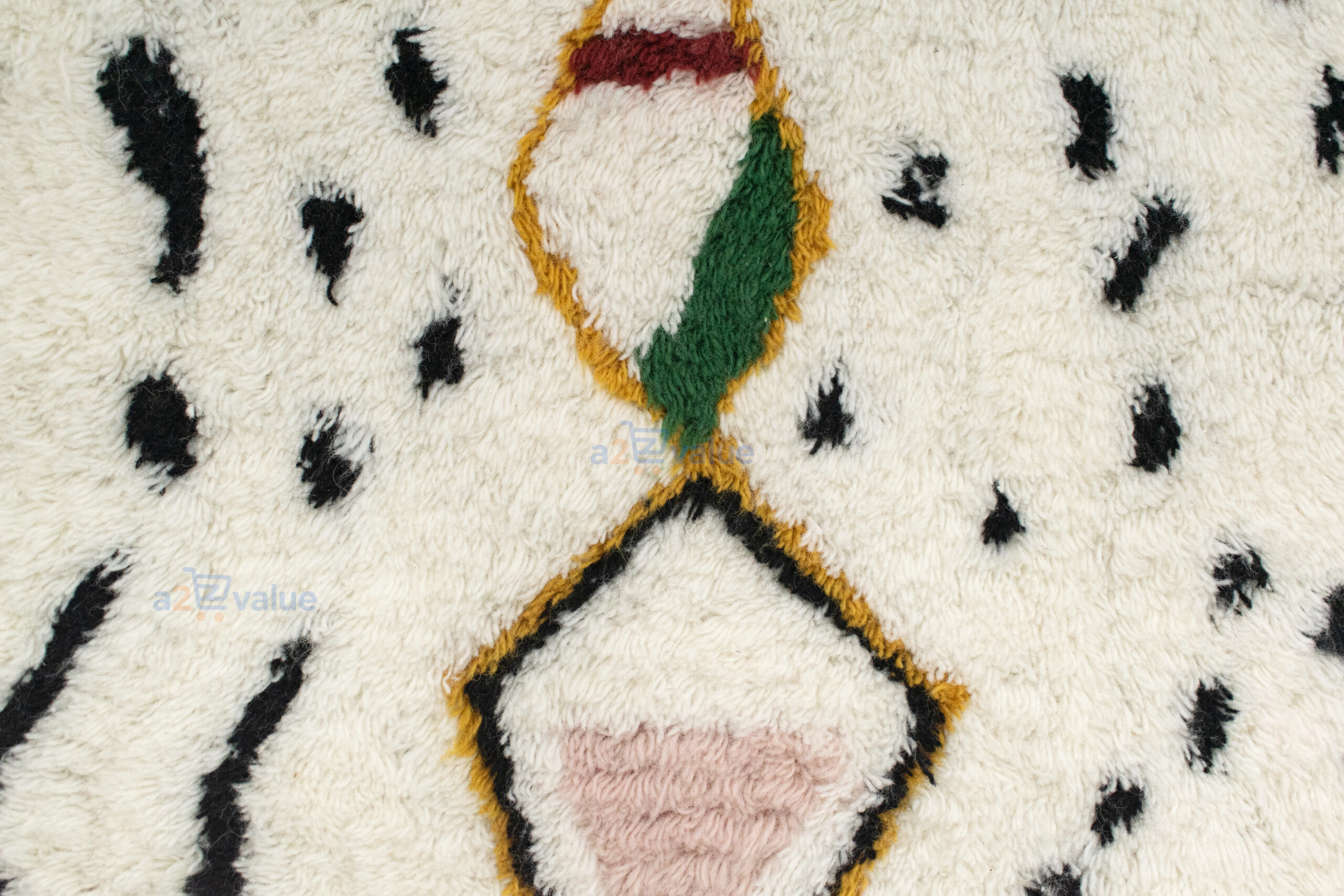 Hand-Tufted Berber-Style Tribal Area Rug with Geometric Diamond Motif - Image 6