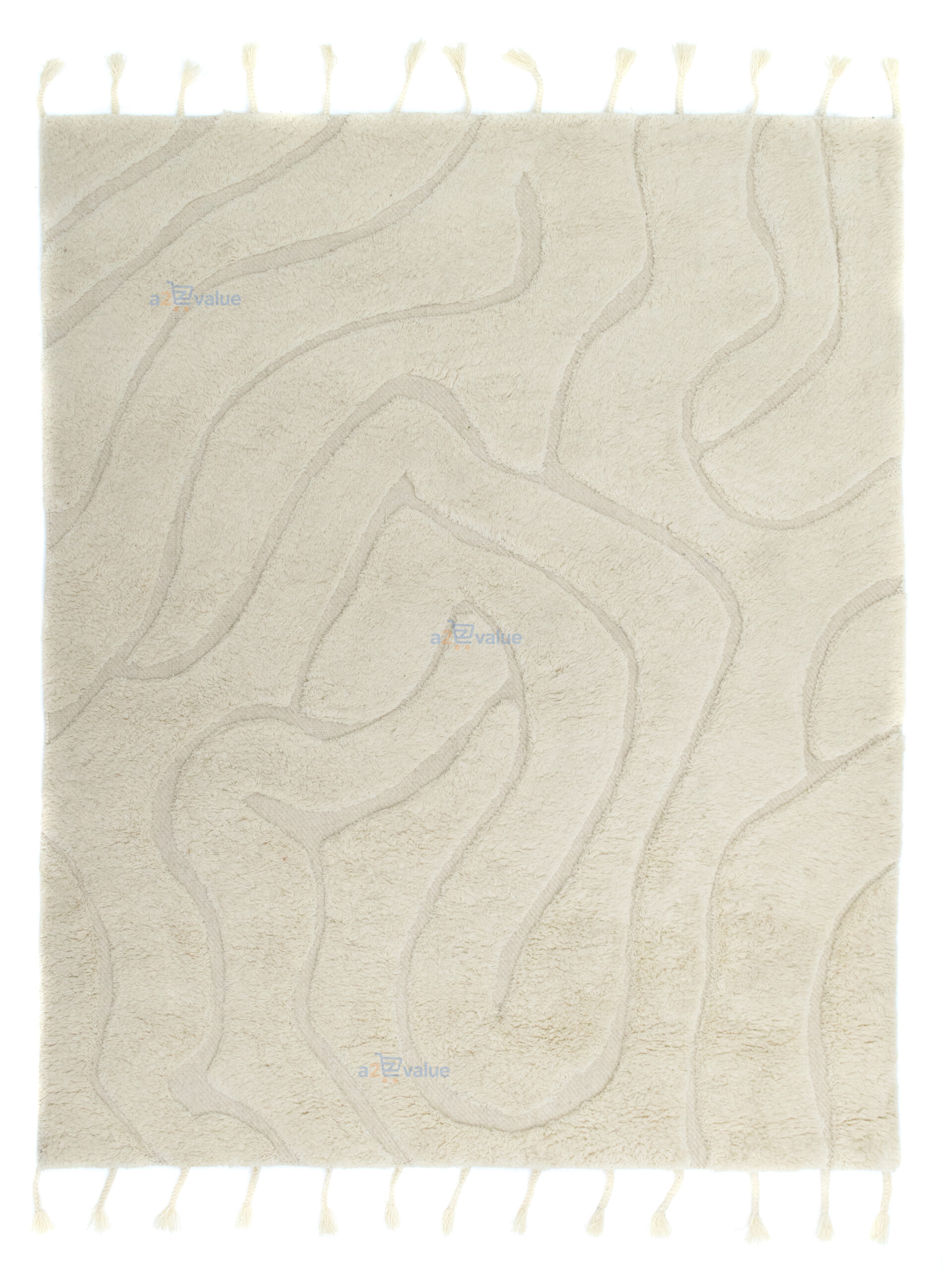 Boho Moroccan” Hand-Tufted Shag Rug White-Multi Hand