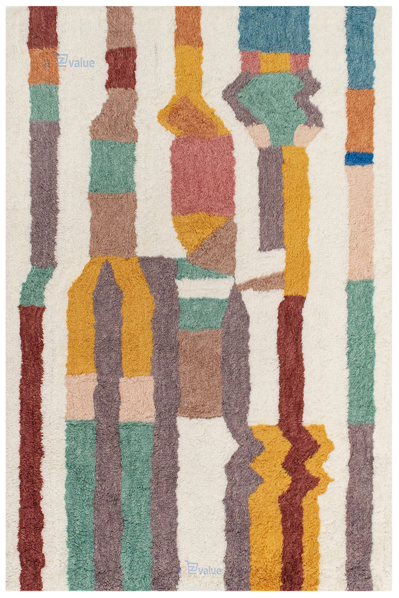 Hand-Finished Plush Shag Rug – Mid-Century Modern Bauhaus Design