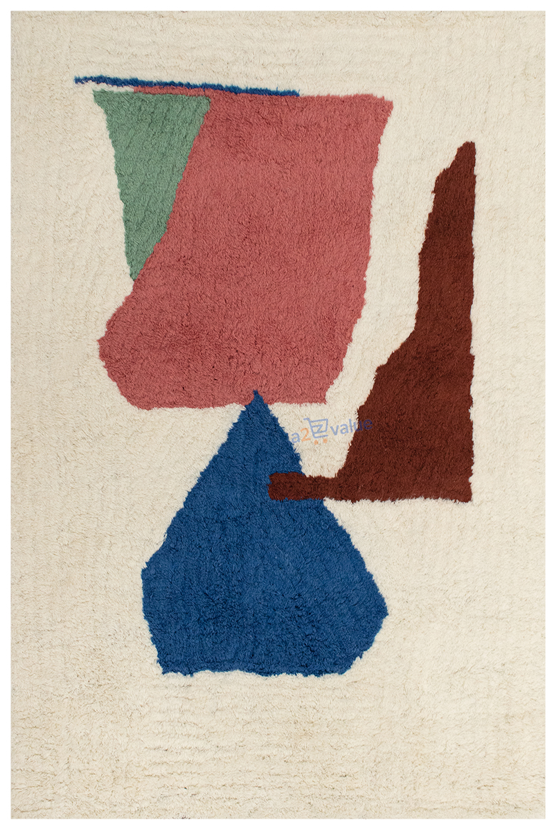 Minimalist Geometric Overlapping Circle Rug in Ivory Multi Tufted