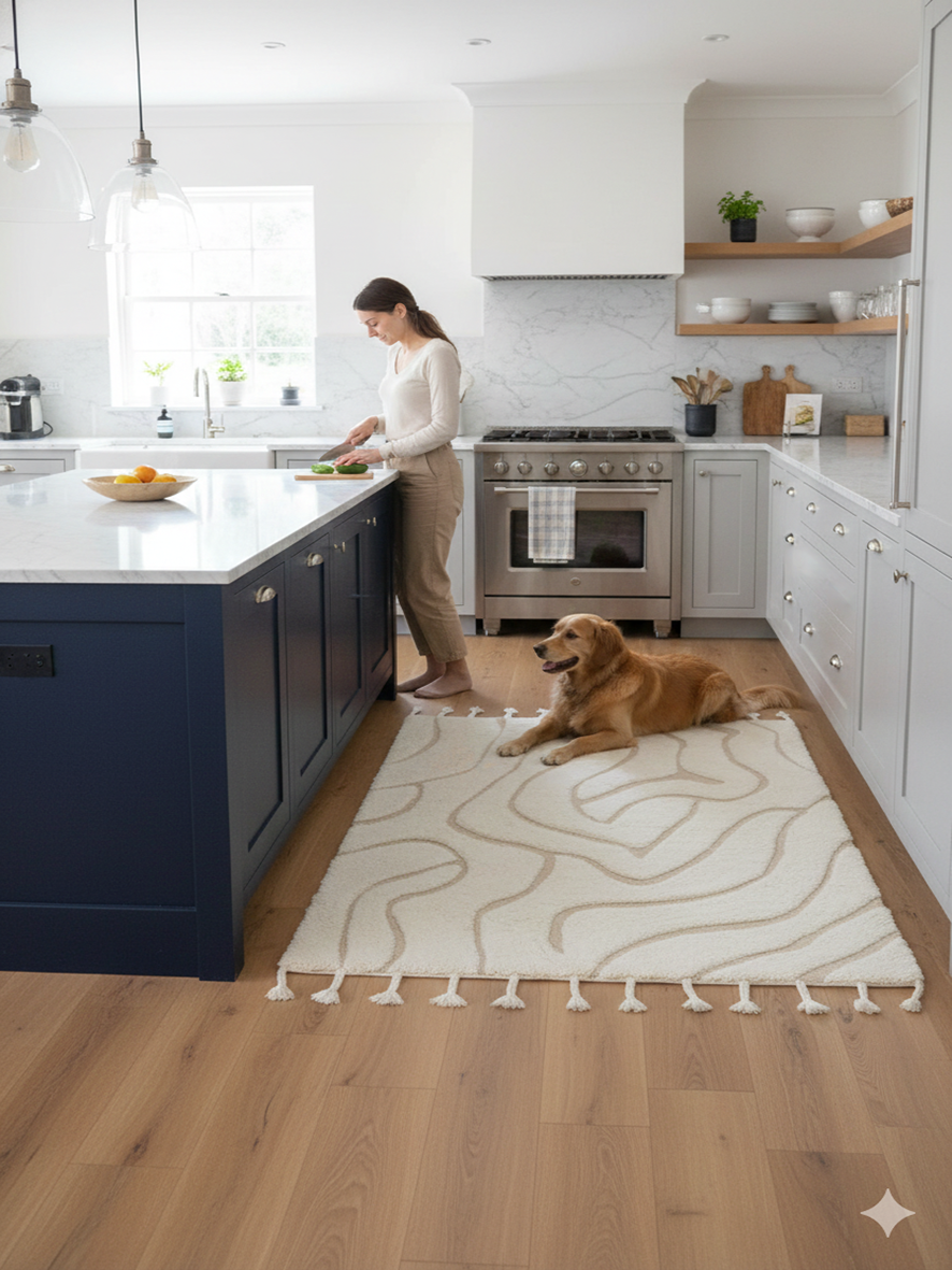 Boho Moroccan” Hand-Tufted Shag Rug White-Multi Hand