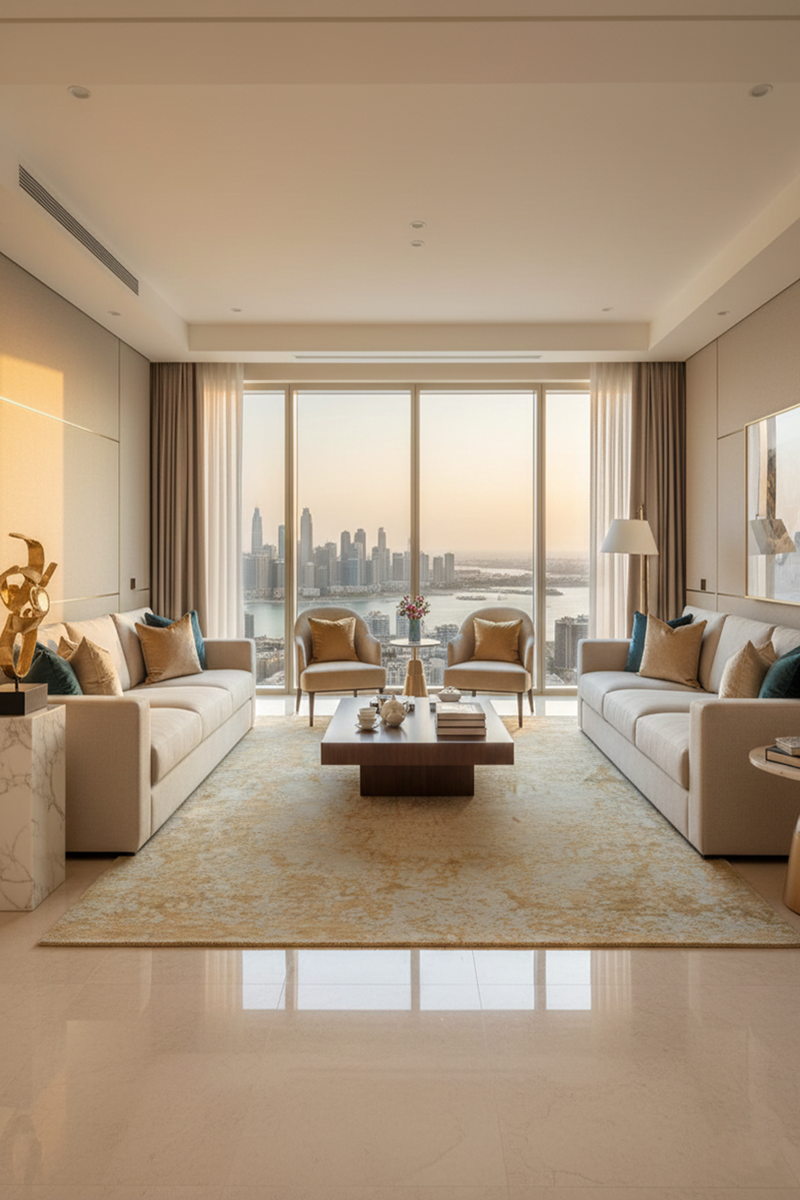 Premium Ivory & Gold Abstract Luxury Rug ” Wool & Silk ”