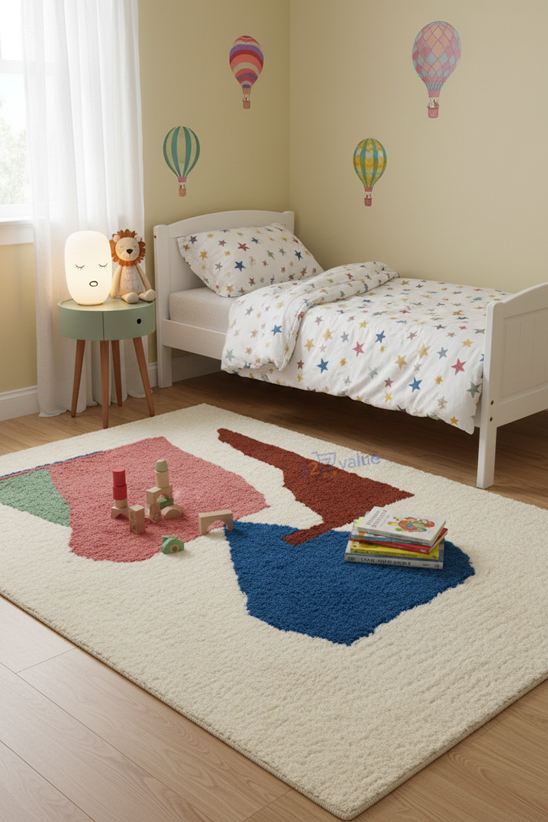 Minimalist Geometric Overlapping Circle Rug in Ivory Multi Tufted