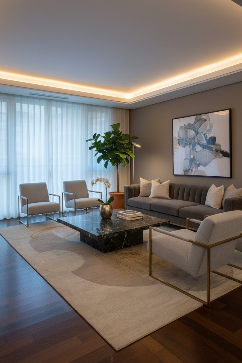 Modern Abstract Geometric Area Rug -Wool & Silk