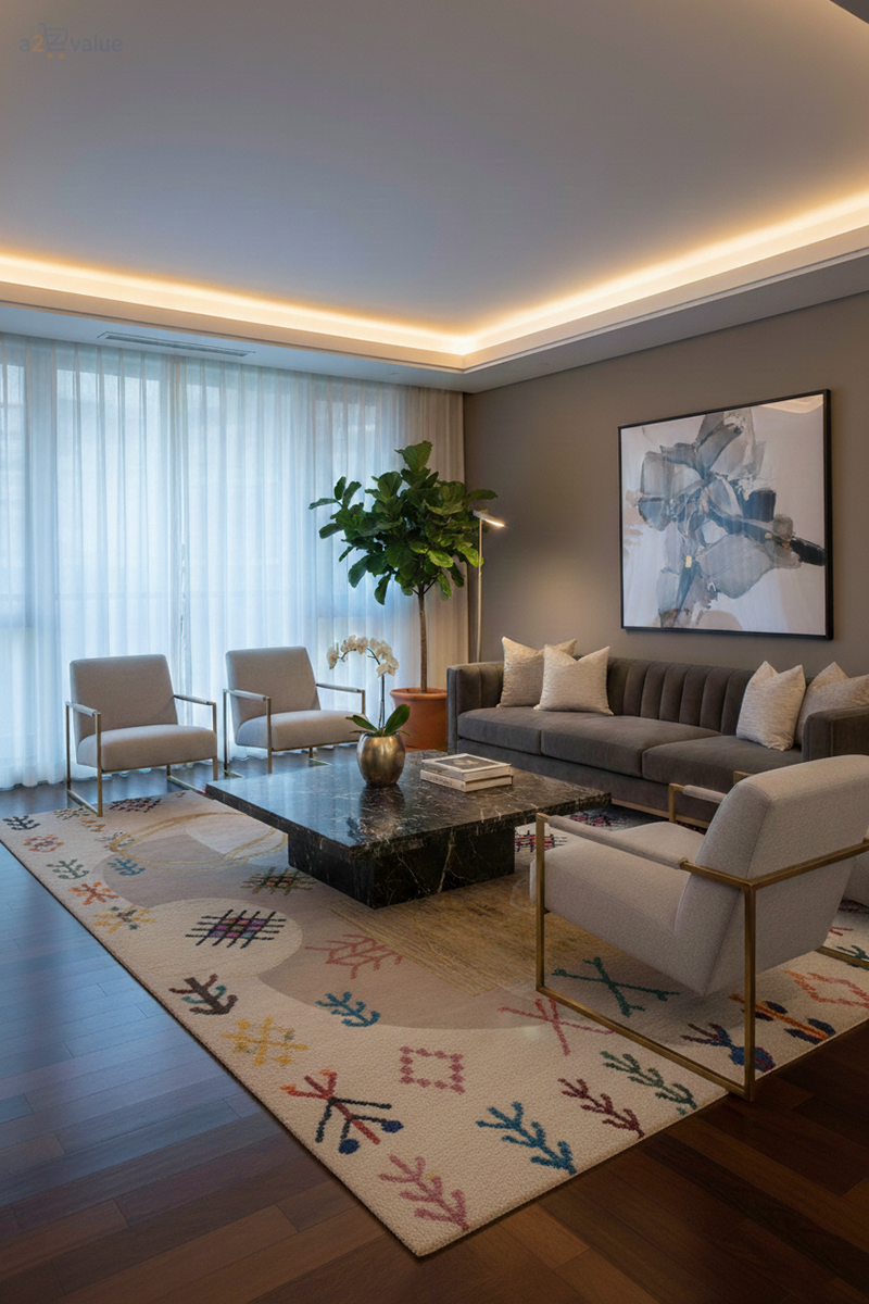 Handwoven Moroccan Berber Style Rug – Mustard Yellow ‘ TUFTED’