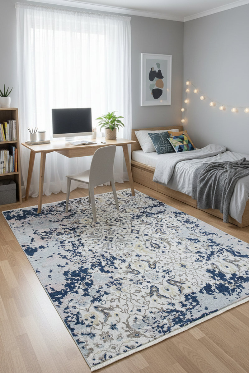 The Academic Linear Hand-Knotted Sculpted Wool & Silk Rug