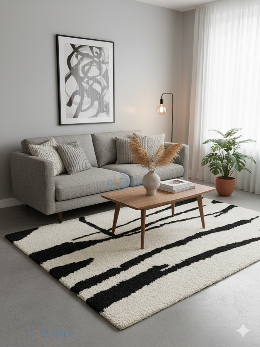 Midnight Path Abstract Moroccan Rug ‘ TUFTED’