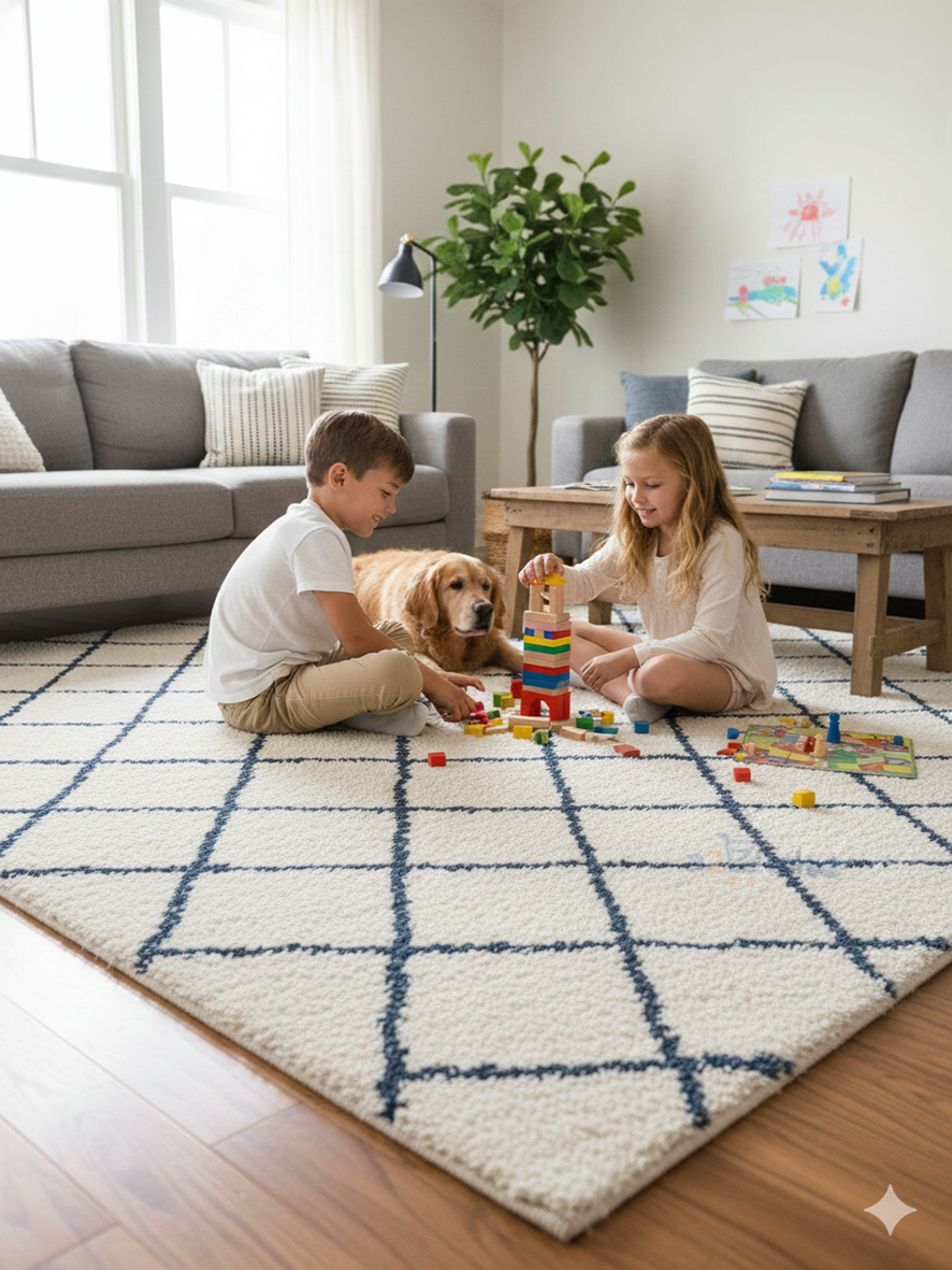 Atlas Nomad” Hand-Tufted Shag Rug (Best for a premium, authentic feel)